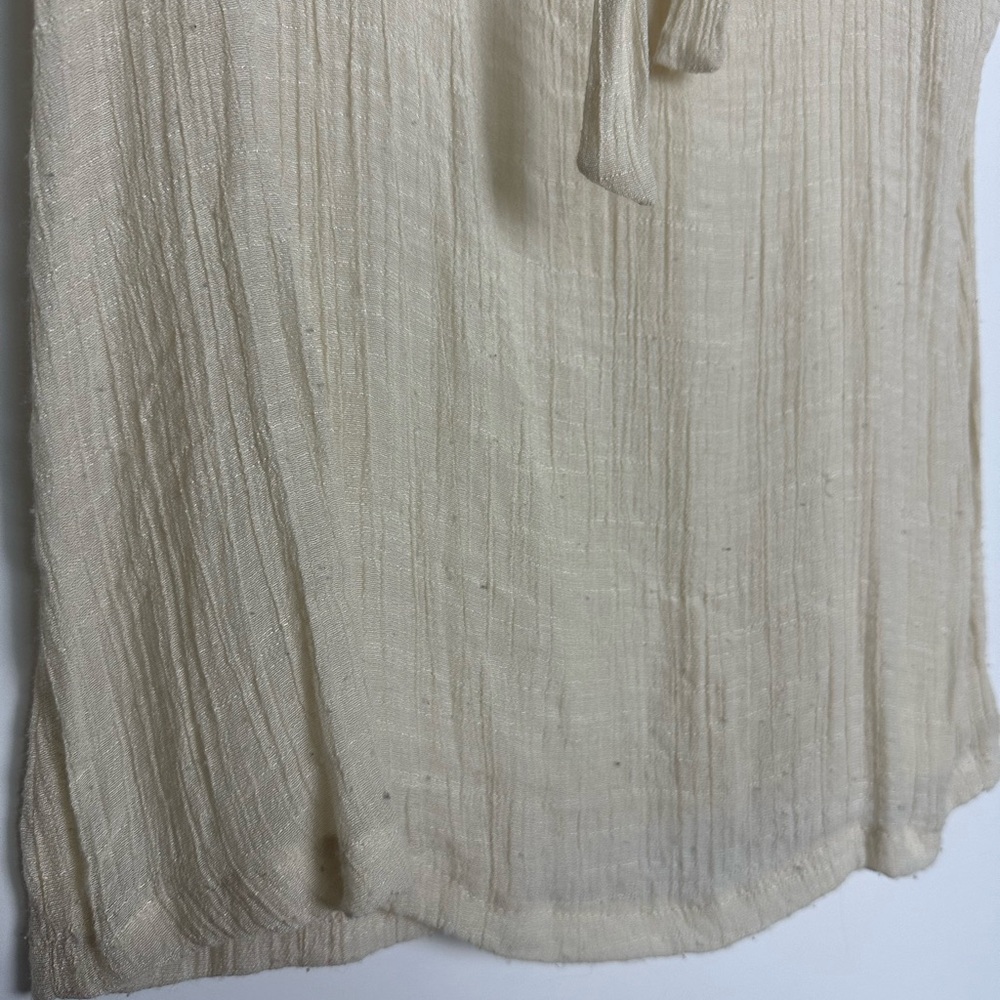 Cream Lace-Trimmed Women's Top with Bow Tie - Picture 6 of 14